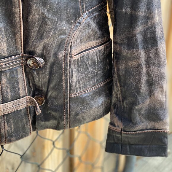Vintage Danier Brown Distressed Leather Jacket Size S - Picture 5 of 16